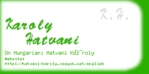 karoly hatvani business card
